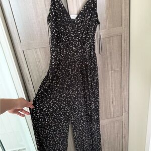 Kaileigh Black & White Printed Wrap Jumpsuit